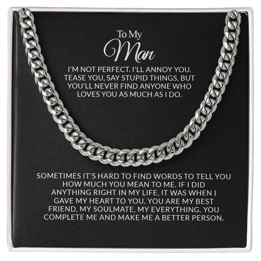 To My Man | I love You - Cuban Link Chain